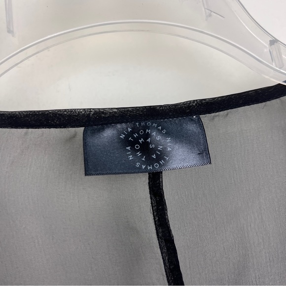 Nia Thomas Ruffle Sheer Tied Black Skirt Ruffle Blouse Set - Picture 6 of 8